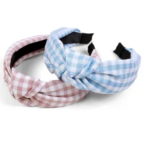 Tobeffect Plaid Knotted Headbands for Women and Girls, Boho Checked Knot Head Bands for Women's Hair Non Slip Hairbands Checkered Hair Accessories