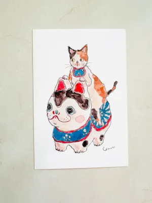 [tocorocomugi] Inu Hariko Nyanko postcard