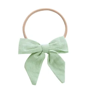 Toddler Birthday Headwrap Cute Childrens Hairpin Baby Girls Solid Color Headband Bowknot Elastic (Mint Green, One Size)