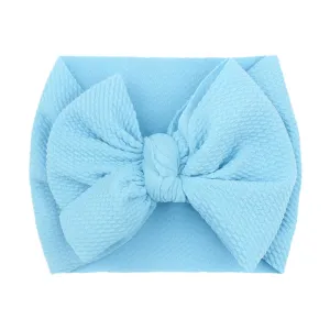 Toddler Elastic Headband Hairband Bowknot Girls Infant Headband 1PC Stretch Headwear Baby Kids Hair (Blue, One Size)