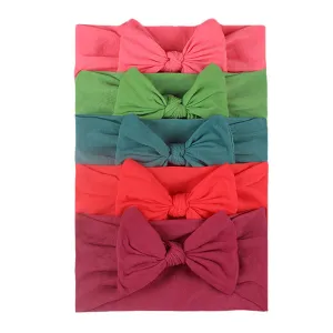 Toddler Elastic Headbands Baby Band Girls Hair Accessories Headwear Toddler Turban 5PCS Headband Bow Baby (A, One Size)