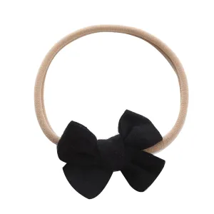 Toddler Outdoor Hair Band Baby Girls Solid Color Headband Bowknot Elastic Hair Band For Infant Childrens Hairpin (Black, One Size)