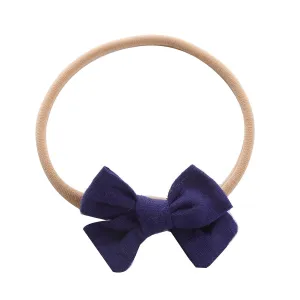 Toddler Outdoor Hair Band Baby Girls Solid Color Headband Bowknot Elastic Hair Band For Infant Childrens Hairpin (Navy, One Size)
