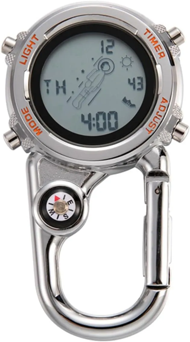 Toyvian Men Women Multifunctional Clip Watch for Outdoor Activities Durable Backpack Watch for Climbing Camping and Exploration Material