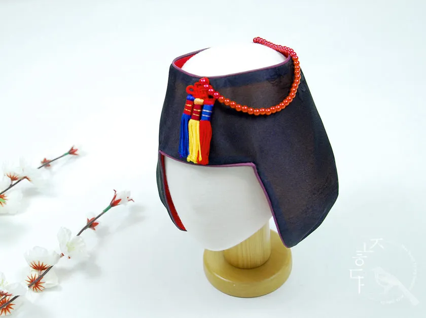 Traditional Purple Black Baby Girls Hanbok Hat