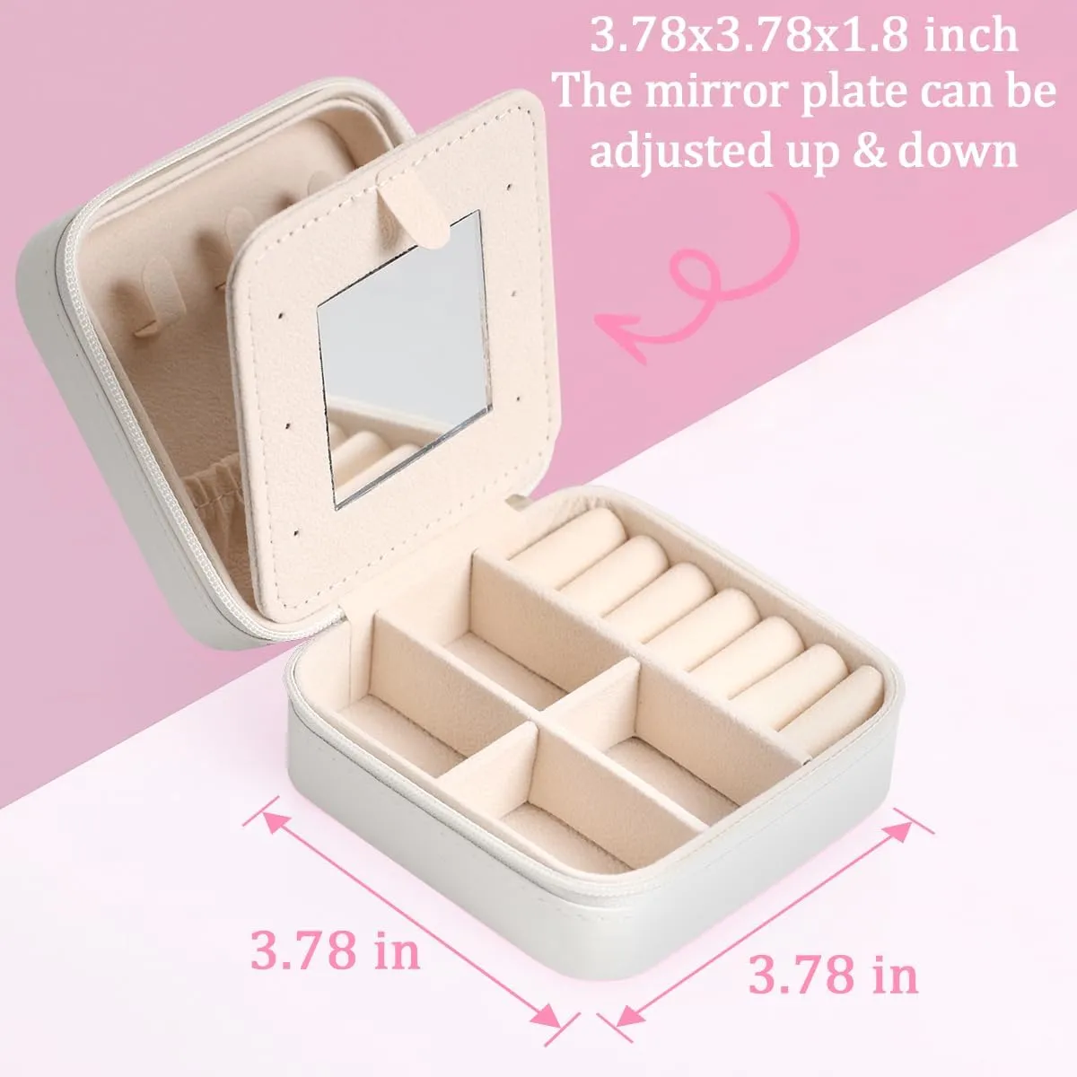 Travel Jewelry Case Organizer Cute Sloth Patterned Necklace Earring Organizer Box Small Jewelry Travel Case with Mirror for Women Girls Sister