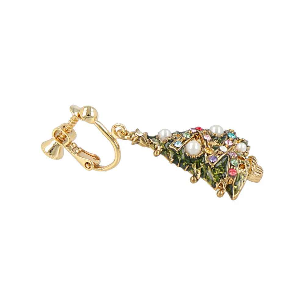 Tree and Cross Clip On Earrings