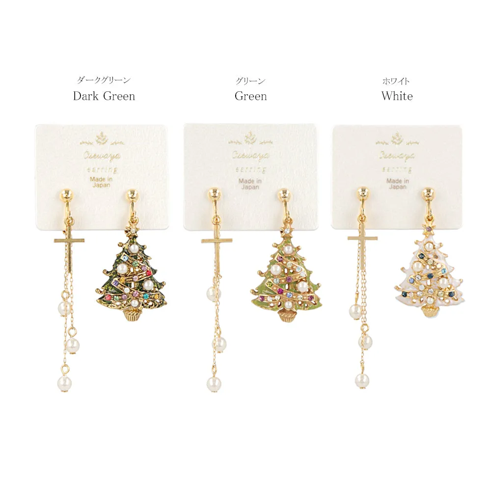 Tree and Cross Clip On Earrings