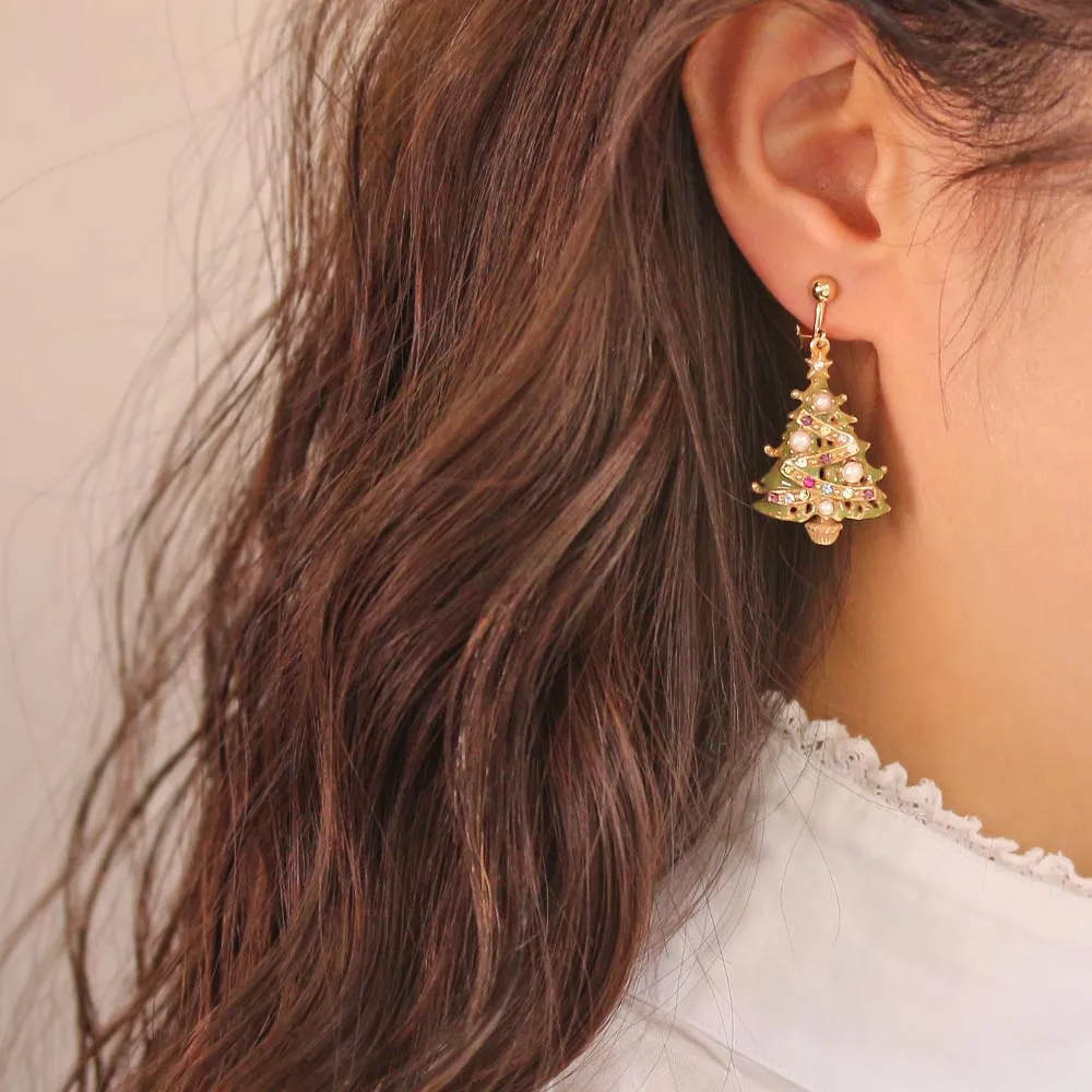 Tree and Cross Clip On Earrings