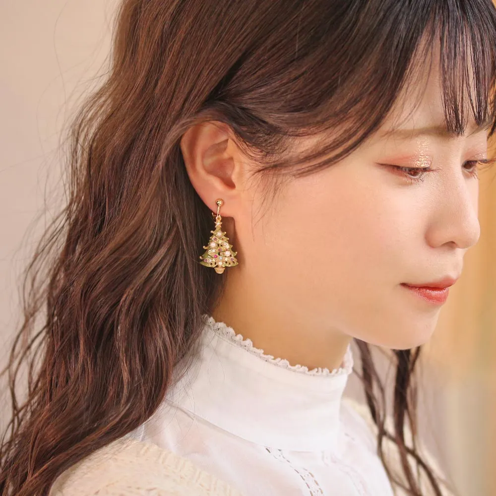Tree and Cross Clip On Earrings
