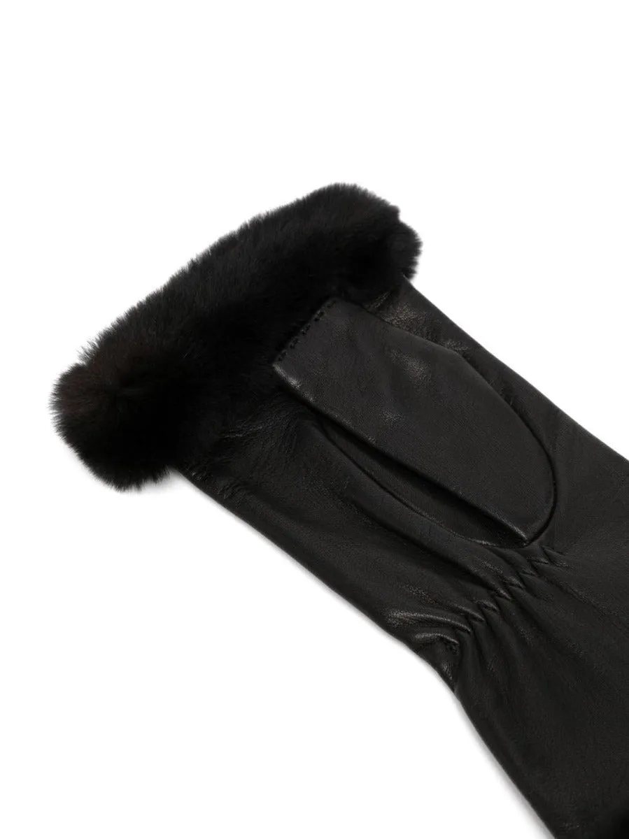 Trimmed Fingerless Leather Gloves