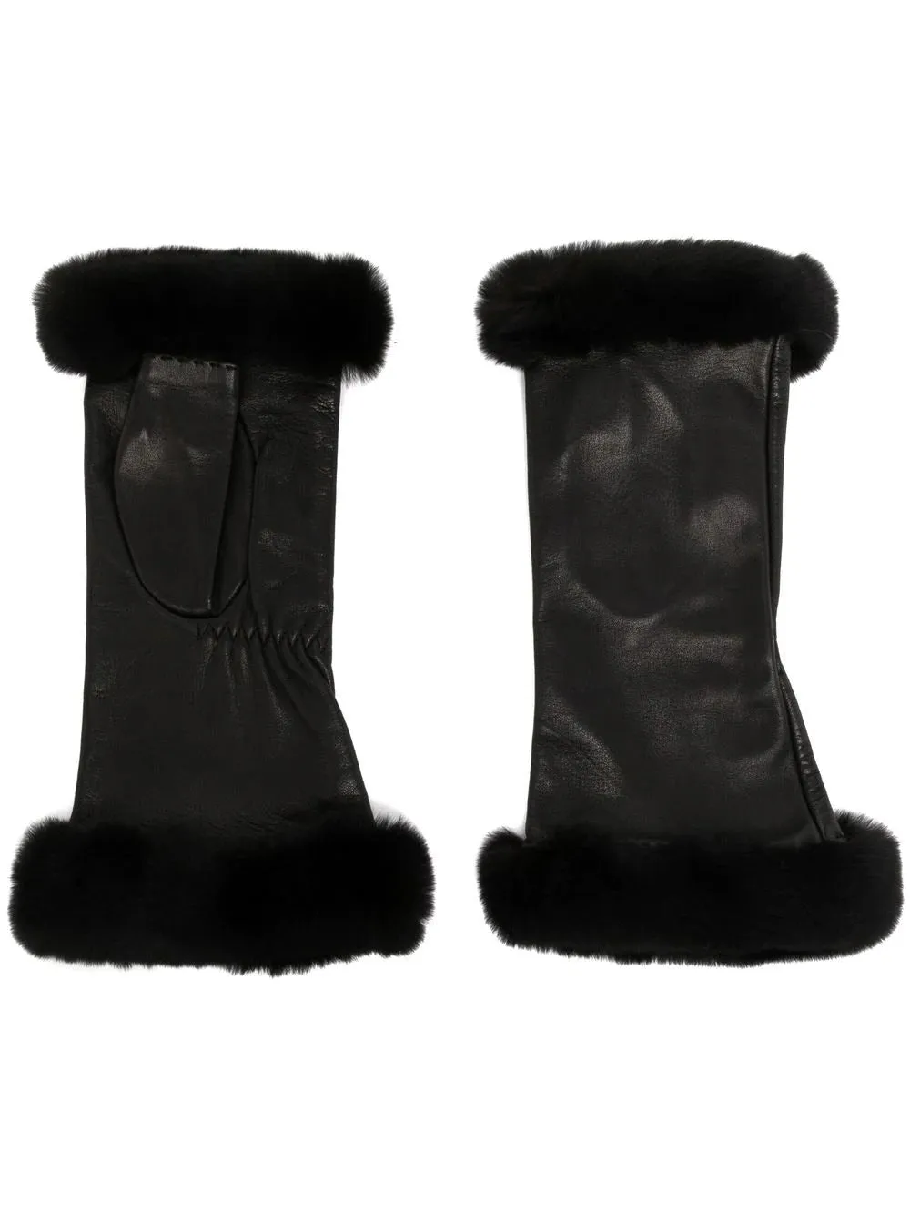 Trimmed Fingerless Leather Gloves