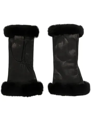 Trimmed Fingerless Leather Gloves