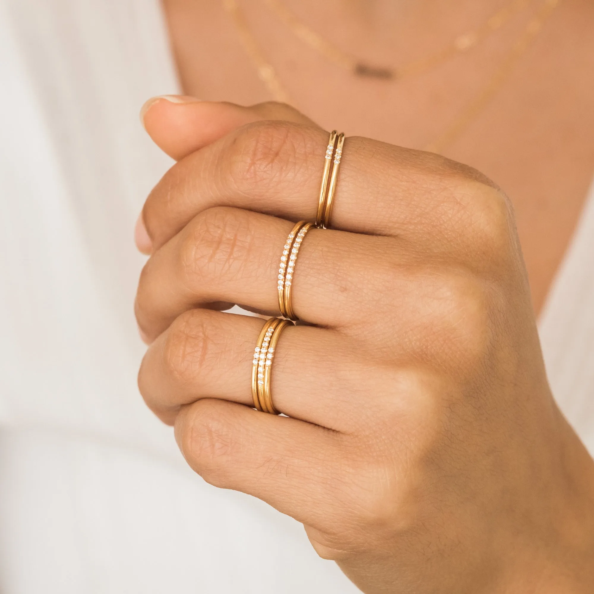 Triple Pavé CZ Stacking Ring
