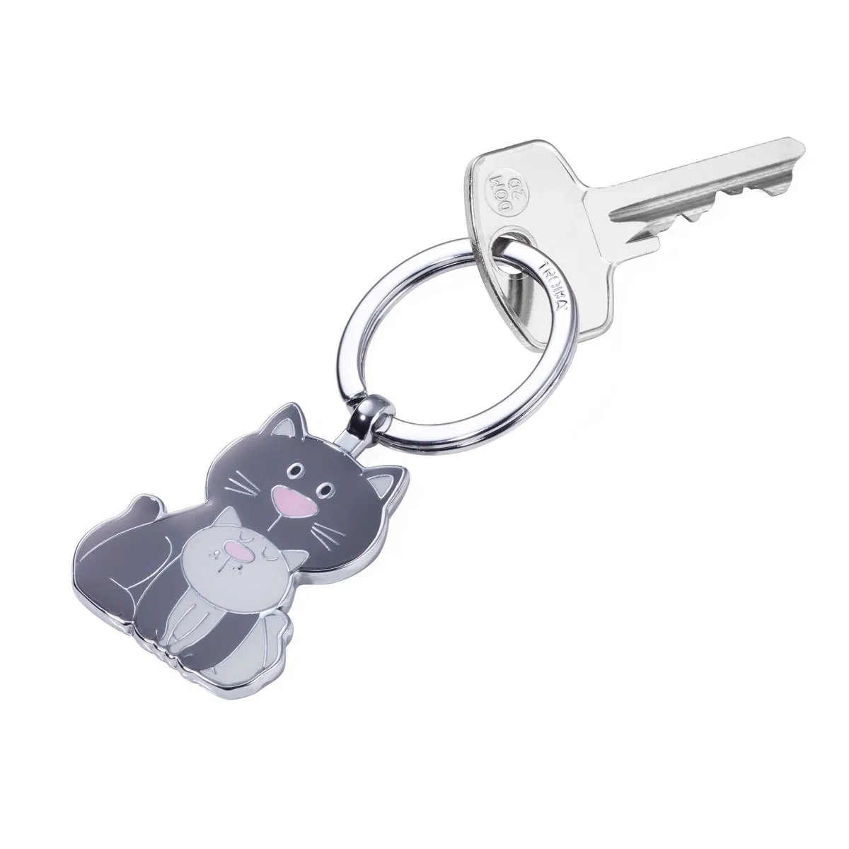 Troika Cat with Kitten Charm Keychain