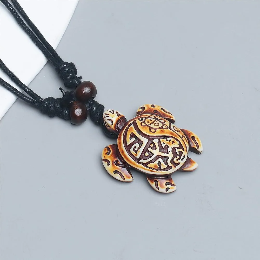Turtle Pendant Necklace Adjustable Adjustable Handmade Rope Necklace Beach Surfer Necklace for Women Men Girls Turtle Jewelry Gift 2pcs