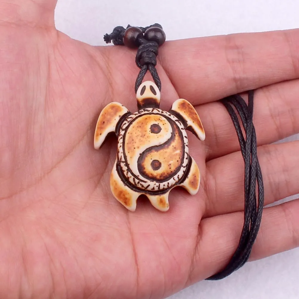 Turtle Pendant Necklace Adjustable Adjustable Handmade Rope Necklace Beach Surfer Necklace for Women Men Girls Turtle Jewelry Gift 2pcs