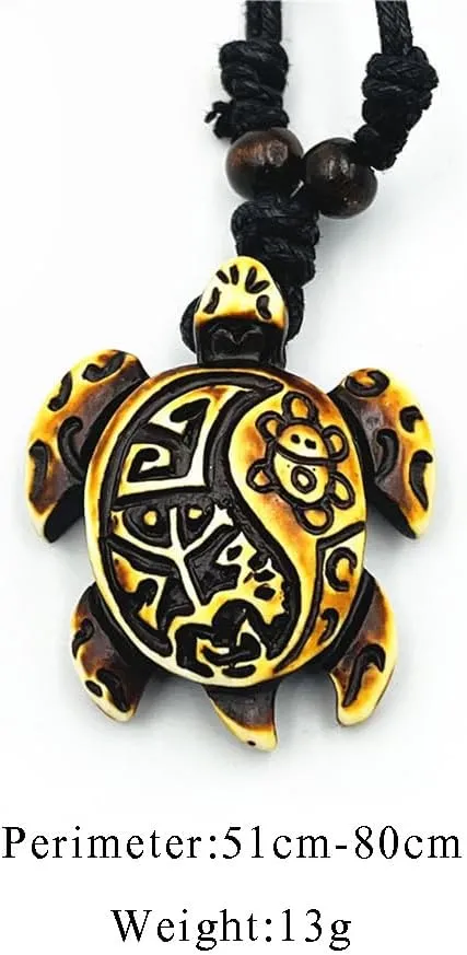 Turtle Pendant Necklace Adjustable Adjustable Handmade Rope Necklace Beach Surfer Necklace for Women Men Girls Turtle Jewelry Gift 2pcs