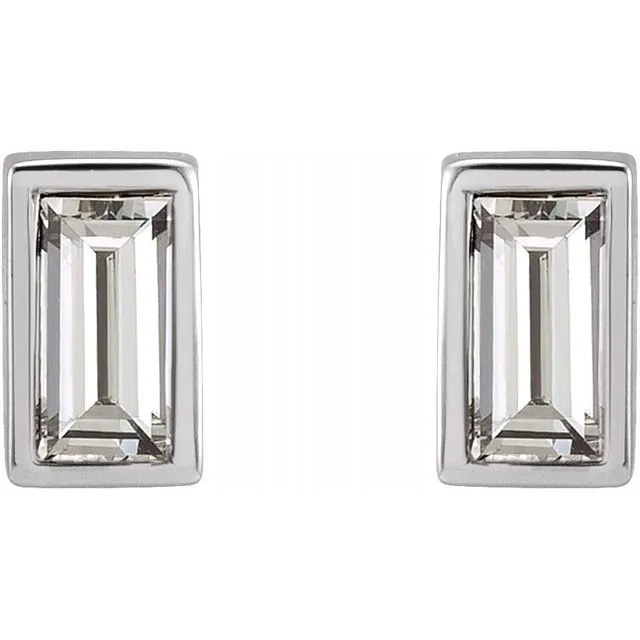 Twinkling Lights Diamond Baguette Bezel Studs
