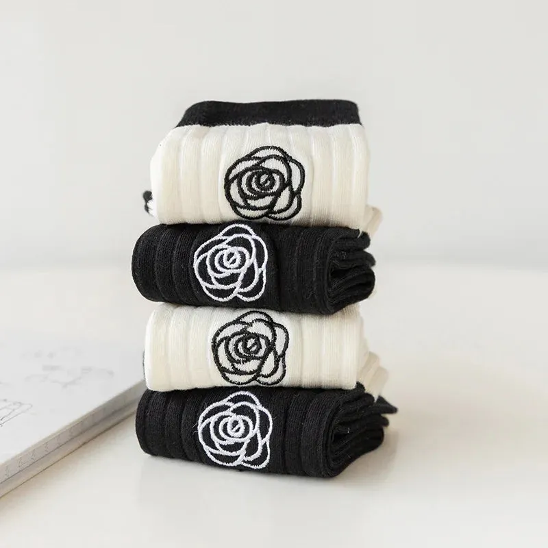 Two Tone Camellia Flower Socks