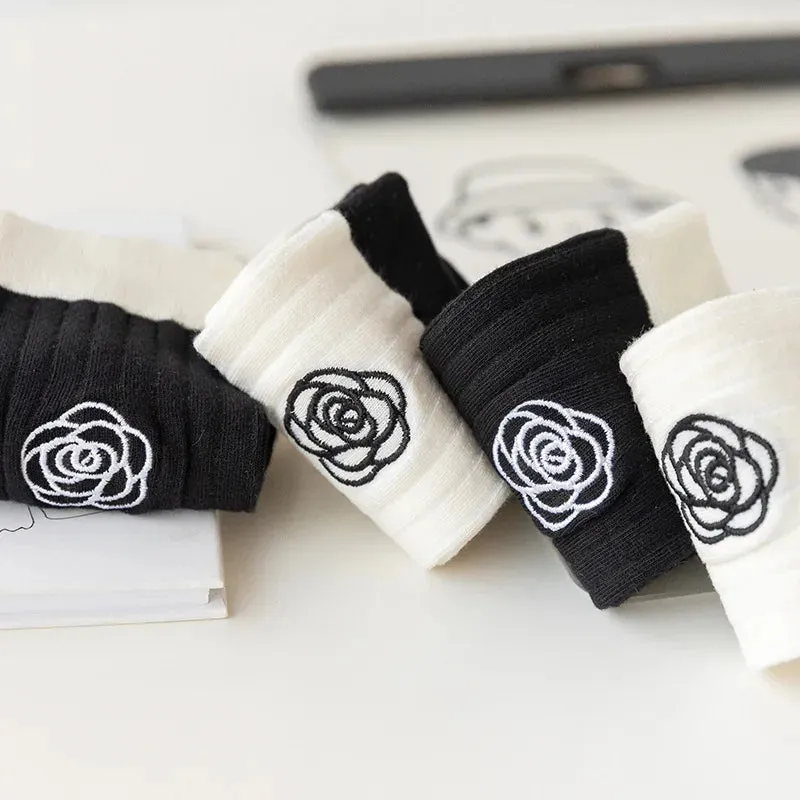 Two Tone Camellia Flower Socks