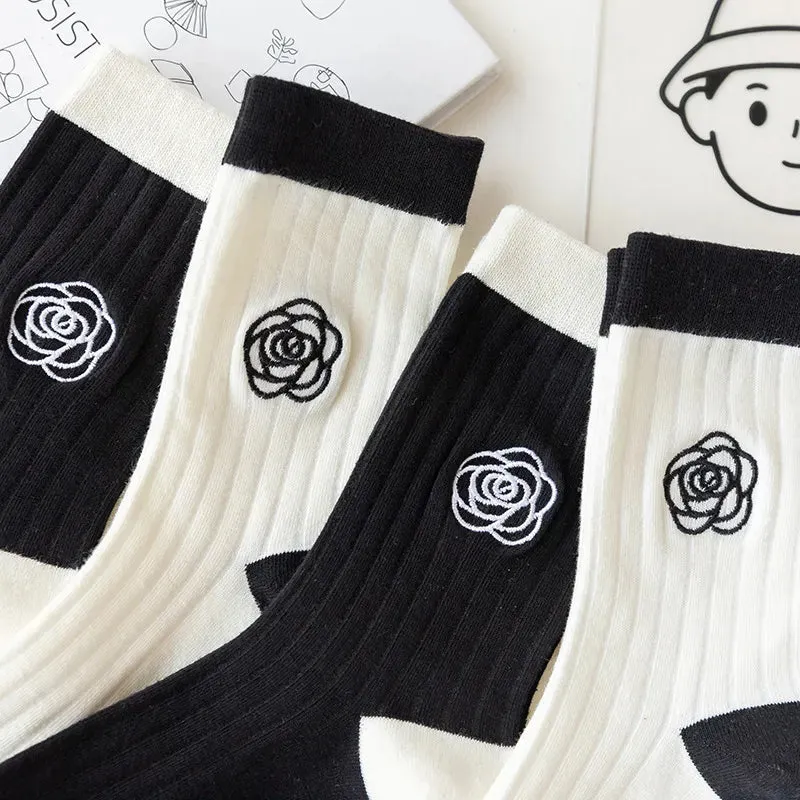 Two Tone Camellia Flower Socks