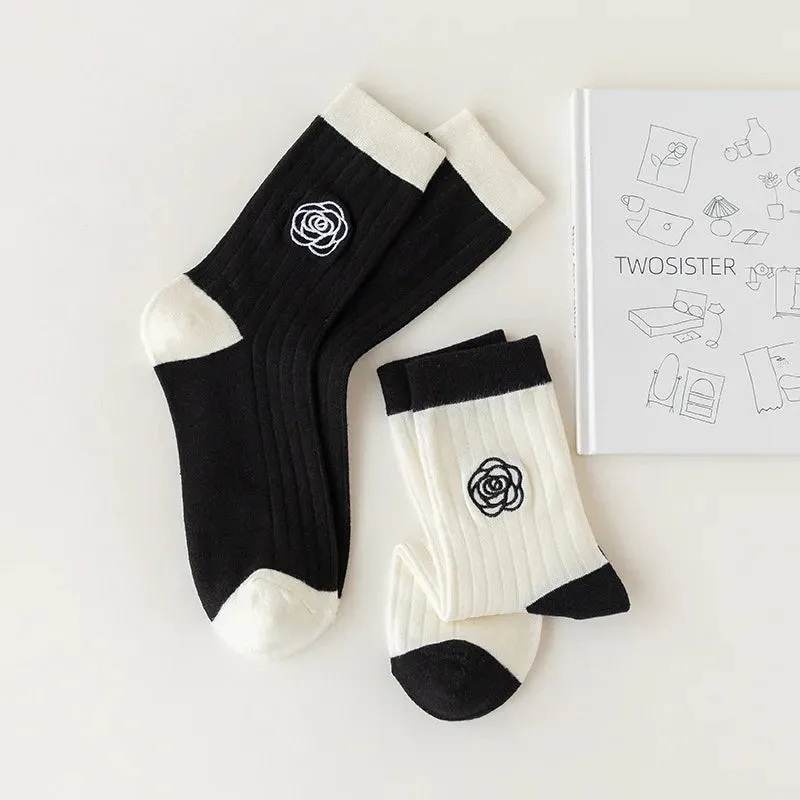 Two Tone Camellia Flower Socks