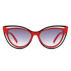 Two-Tone Cat Eye Sunglasses in Red & Black
