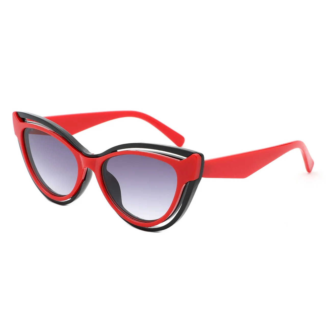 Two-Tone Cat Eye Sunglasses in Red & Black