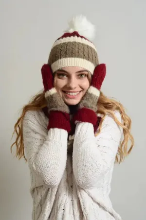 ULTRA SOFT MOHAIR WIDE STRIPE WARM MITTENS