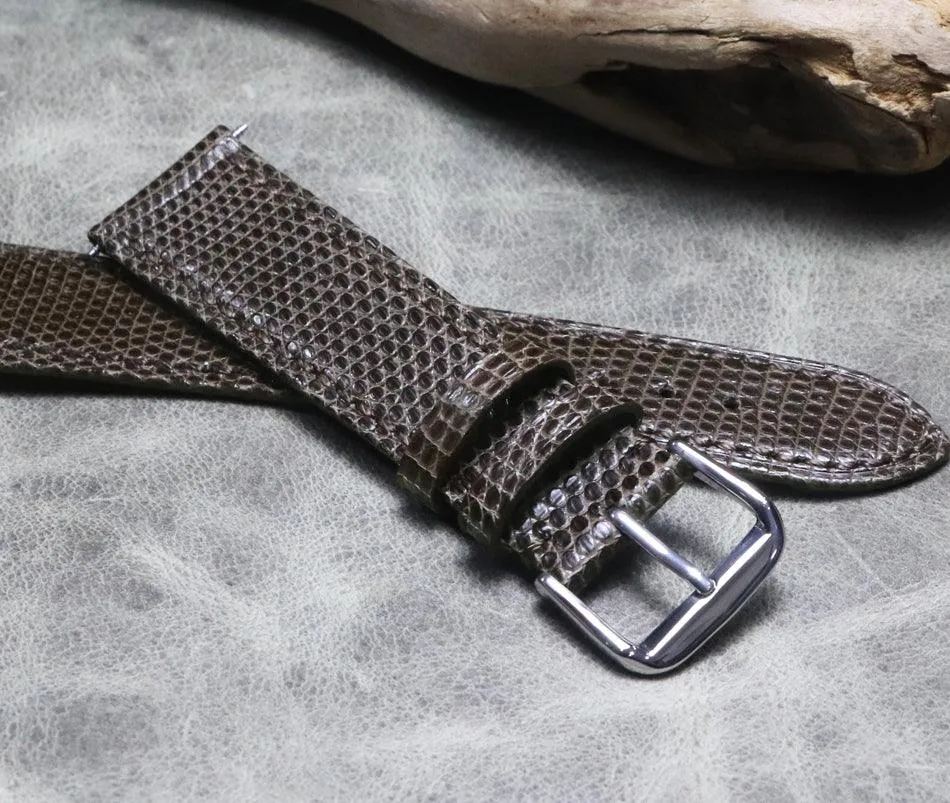 Ultra-thin Genuine Brown Lizard Leather Watch Strap 18mm 19mm 20mm 21mm 22mm Calfskin Bottom Watch