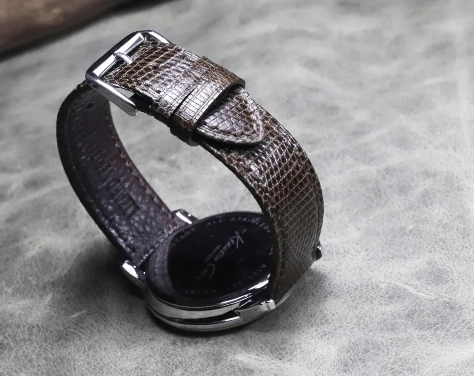 Ultra-thin Genuine Brown Lizard Leather Watch Strap 18mm 19mm 20mm 21mm 22mm Calfskin Bottom Watch
