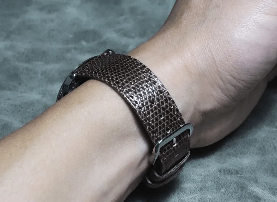 Ultra-thin Genuine Brown Lizard Leather Watch Strap 18mm 19mm 20mm 21mm 22mm Calfskin Bottom Watch