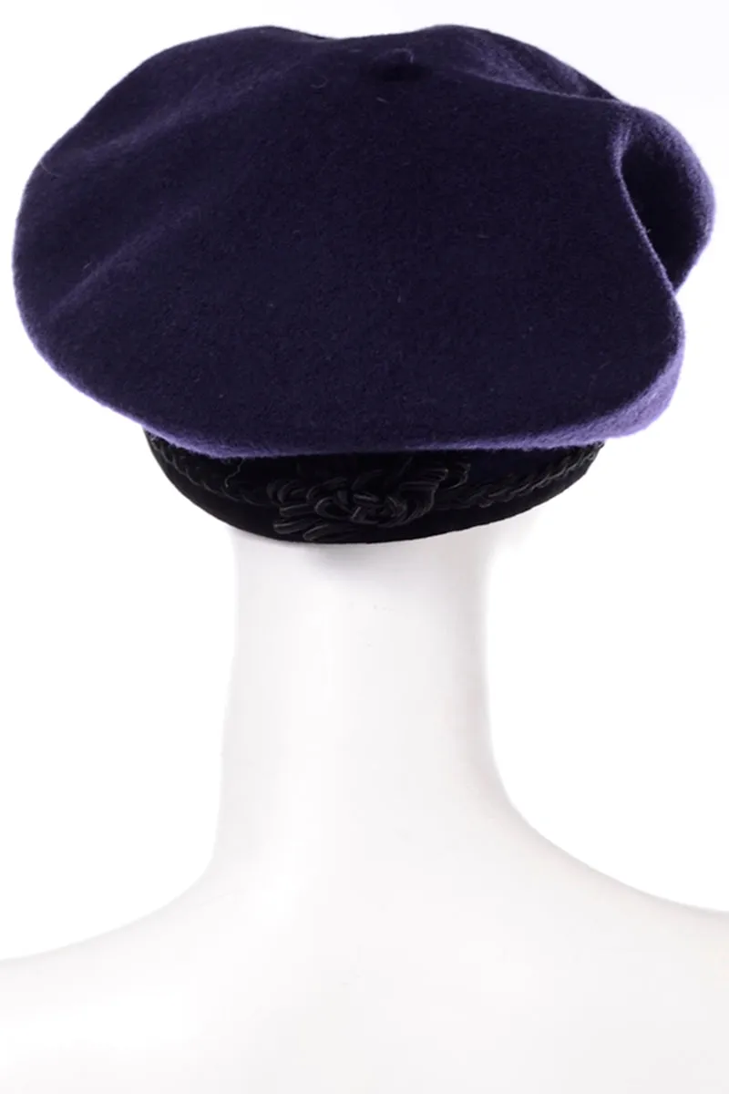 Ultrabasque Vintage David Cohen Navy Blue & Black Basque Style Beret Hat