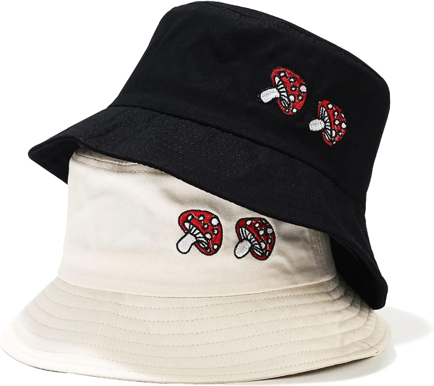 Umeepar Embroidered Mushroom Bucket Hat Packable Foldable Beach Sun Hat Outdoor Cap for Women Men