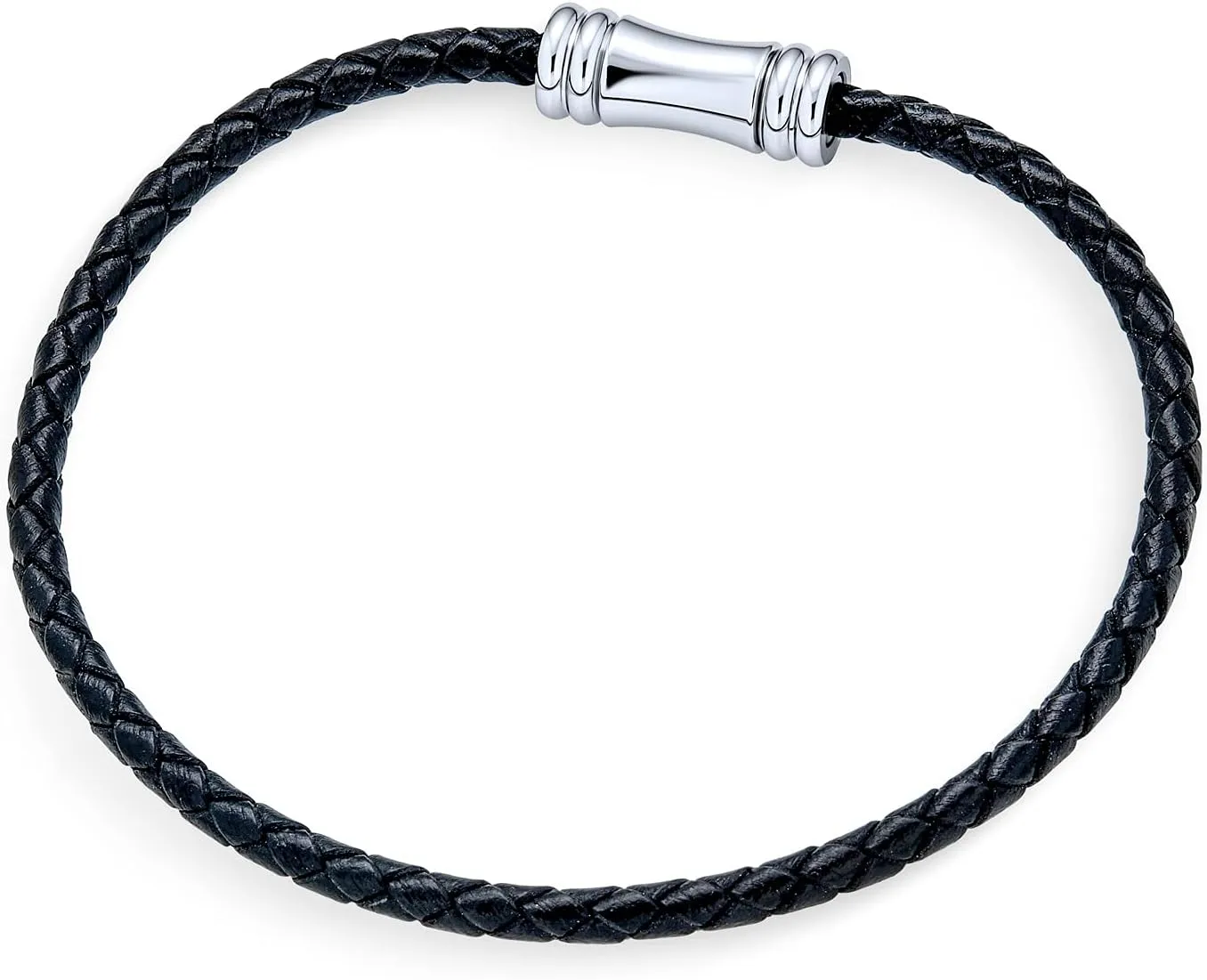 Unisex Multilayer Black Stackable Woven Weave Braided Genuine Leather Bracelet Woven Bangle Bracelet For Men Teens Women Stainless Barrel Lobster Clasp Hook