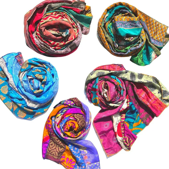 Upcycled Sari Silk Medley Scarf