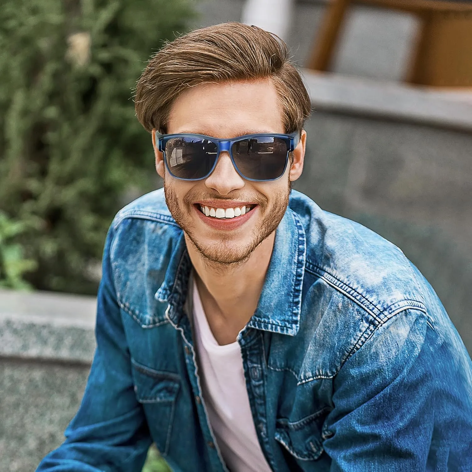 URUMQI Polarized Sunglasses Fit Over Glasses for Men Women, Oversized Square Sun Glasses UV400 Protection Shades