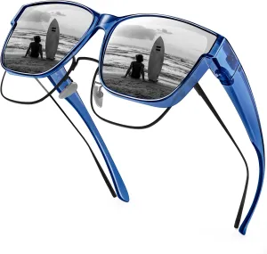 URUMQI Polarized Sunglasses Fit Over Glasses for Men Women, Oversized Square Sun Glasses UV400 Protection Shades