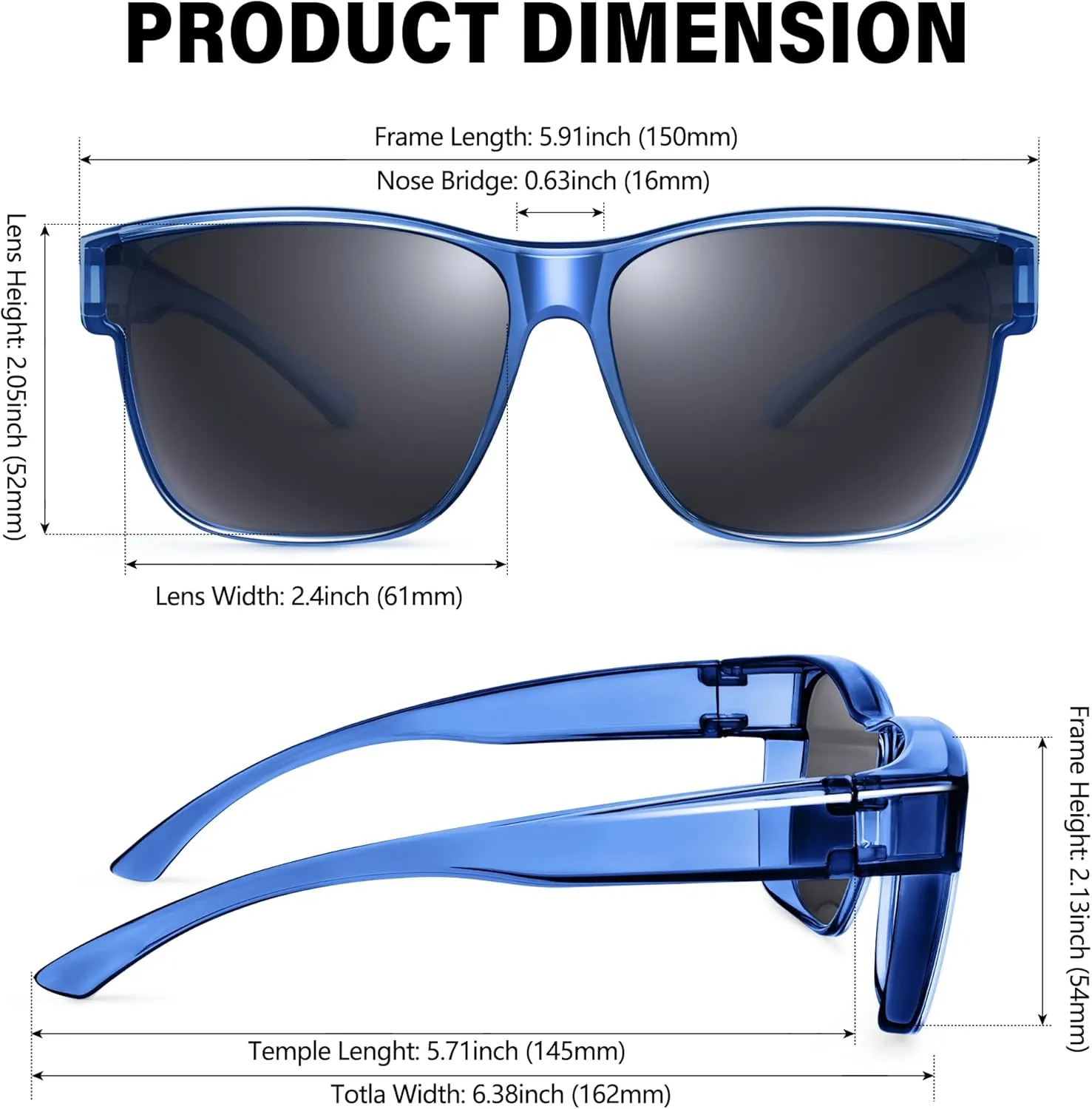 URUMQI Polarized Sunglasses Fit Over Glasses for Men Women, Oversized Square Sun Glasses UV400 Protection Shades