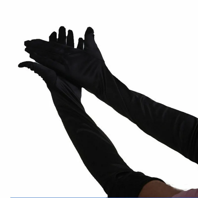 US Women Satin Evening Gloves 17.7'' Long Party Dance Elbow Length Opera Gloves