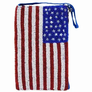 USA Flag Beaded Crossbody Phone Purse