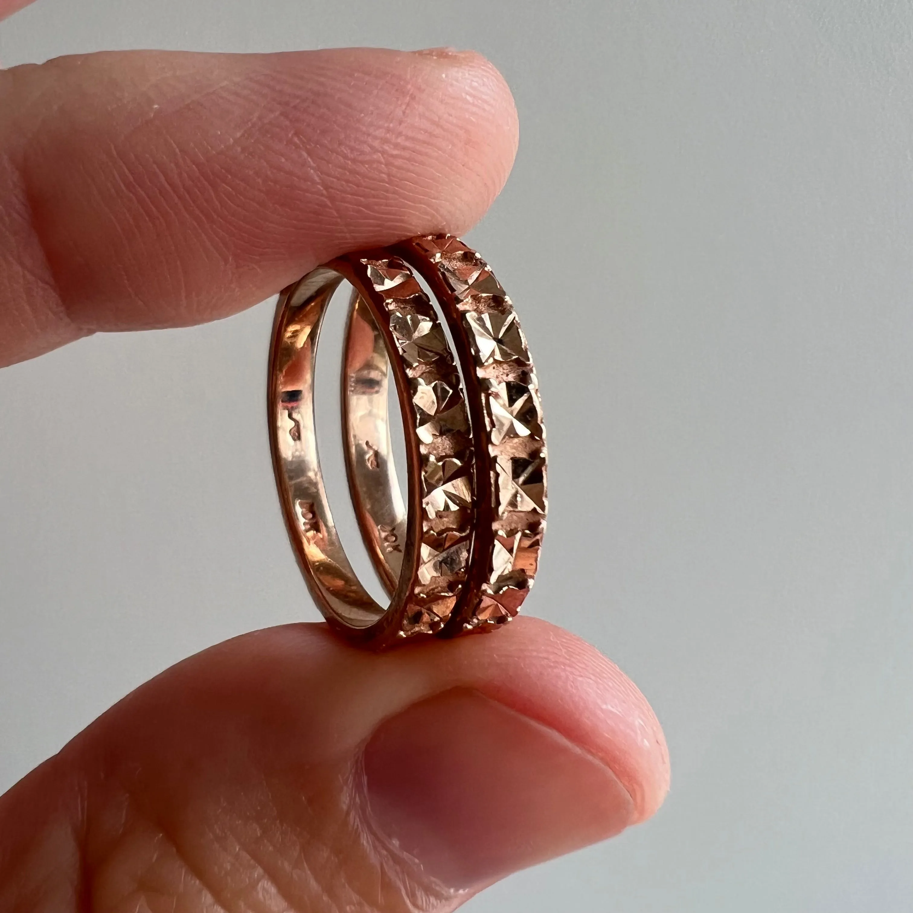 V I N T A G E // dynamic duo / 10k rose gold Michael Anthony bands / size 6