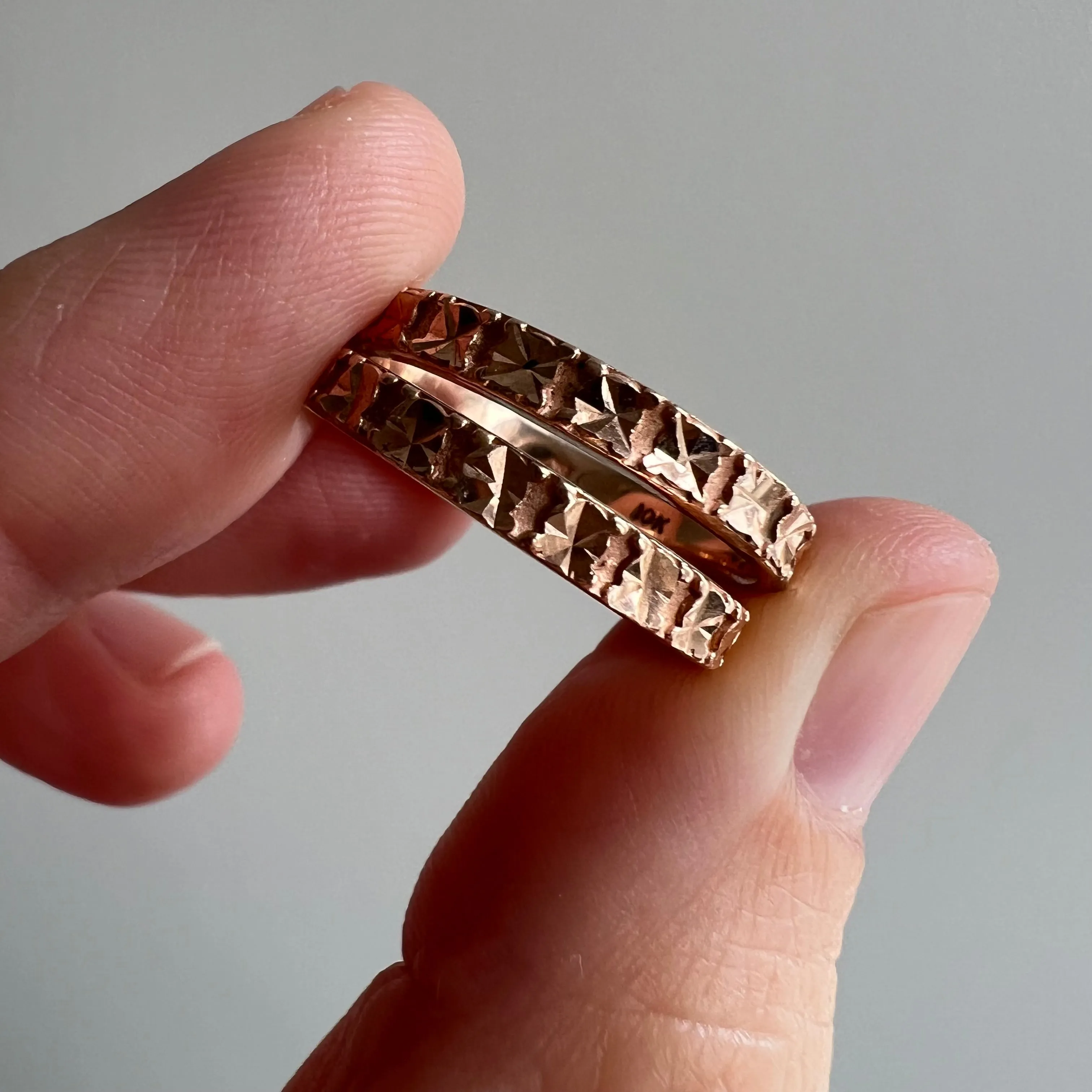 V I N T A G E // dynamic duo / 10k rose gold Michael Anthony bands / size 6