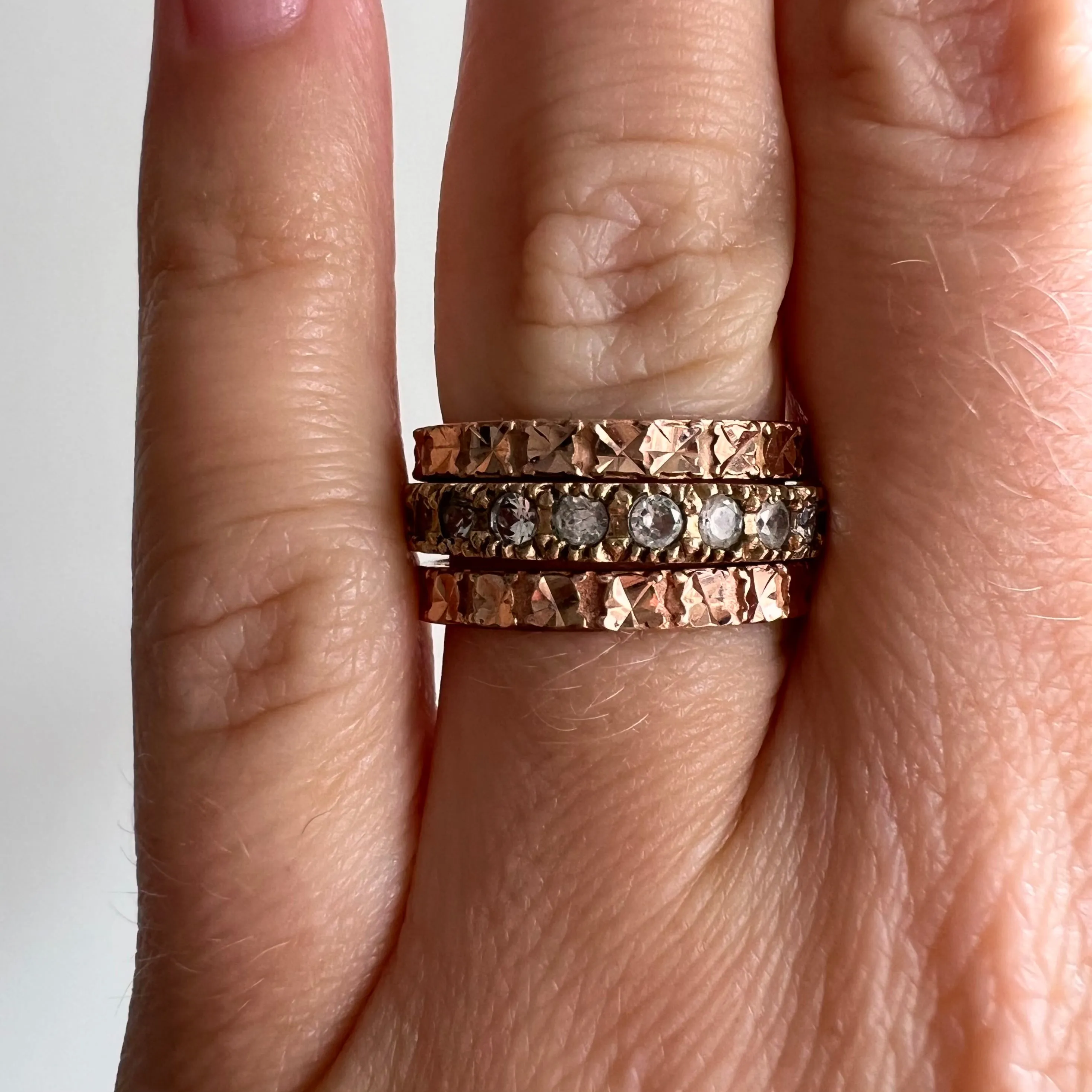 V I N T A G E // dynamic duo / 10k rose gold Michael Anthony bands / size 6