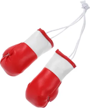 Vaguelly 2pcs Mini Boxing Gloves Keychain Pendant Red Hanging Ornament for Car Rear View Mirror Boxing-Themed Parties Sports Enthusiasts Unique Automobile Accessories