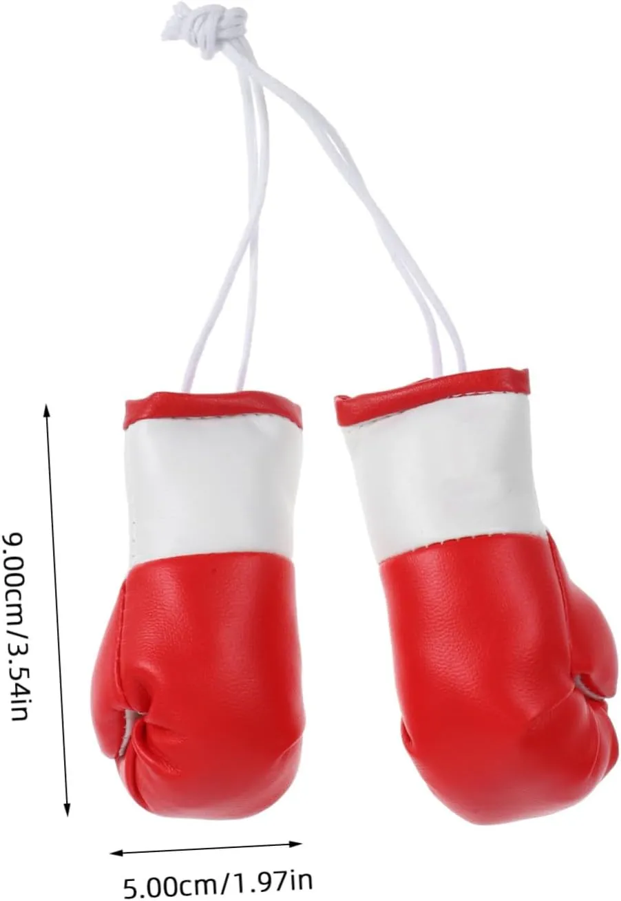Vaguelly 2pcs Mini Boxing Gloves Keychain Pendant Red Hanging Ornament for Car Rear View Mirror Boxing-Themed Parties Sports Enthusiasts Unique Automobile Accessories