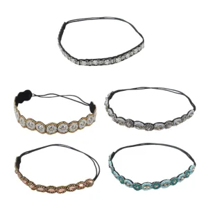 Vaguelly Elastic Hair Band for Women Beading Headbands Pearl Rhinestones Stretchy Comfortable