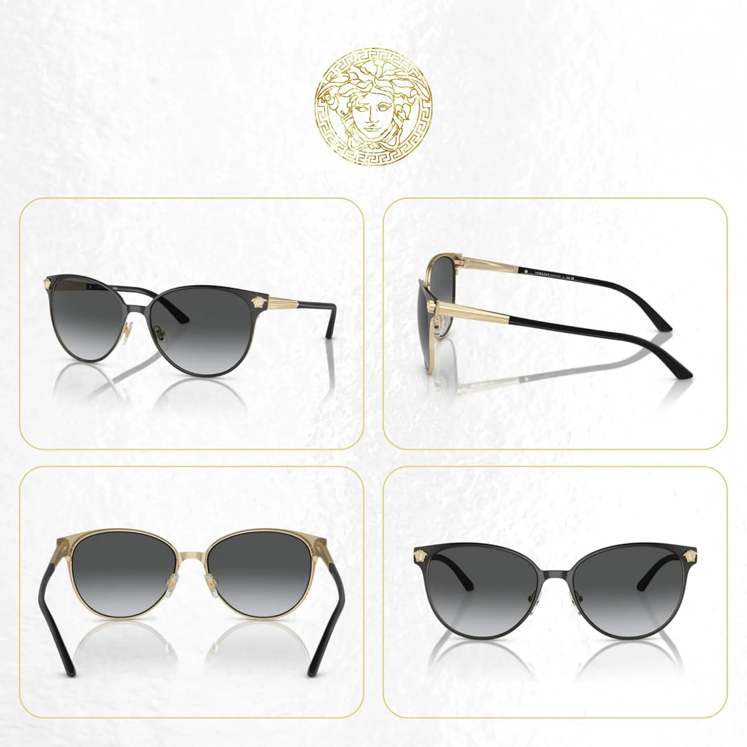 Versace VE2168 Round Sunglasses for Women   BUNDLE With Designer iWear Eyewear Kit