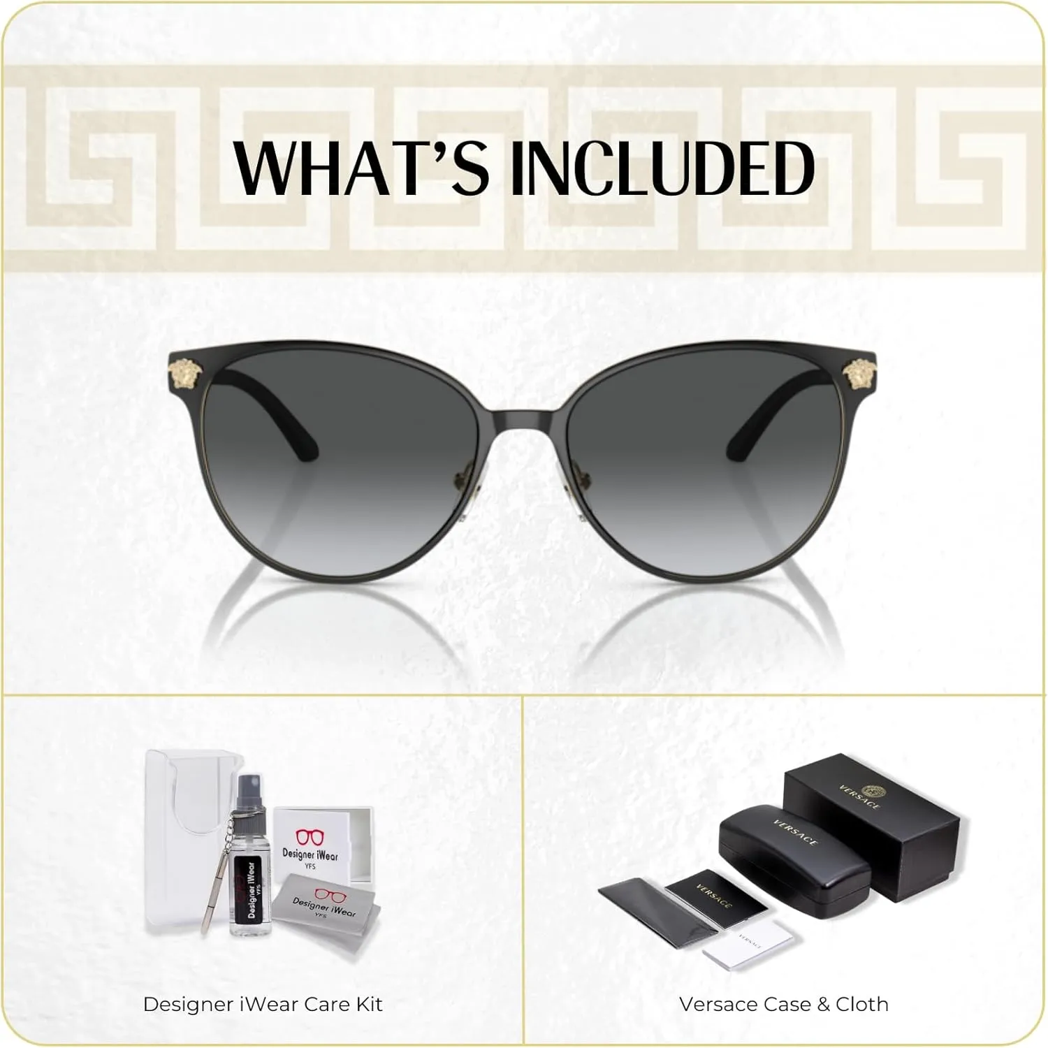 Versace VE2168 Round Sunglasses for Women   BUNDLE With Designer iWear Eyewear Kit